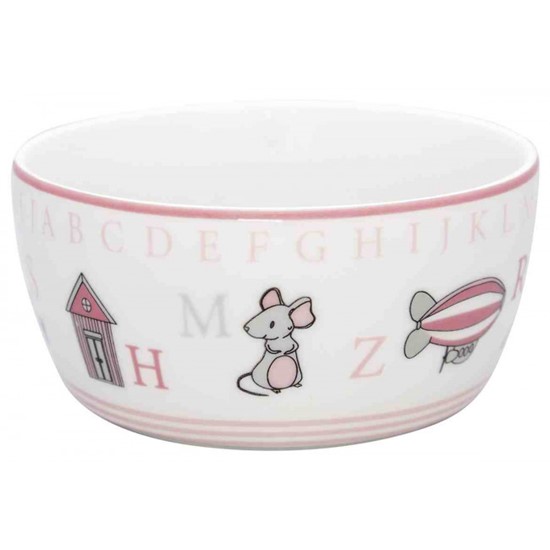 GreenGate Charlie Pink Dětská porcelánová miska 12,2 cm