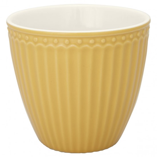 GreenGate Alice Honey Mustard Keramický pohárek na latté 300 ml