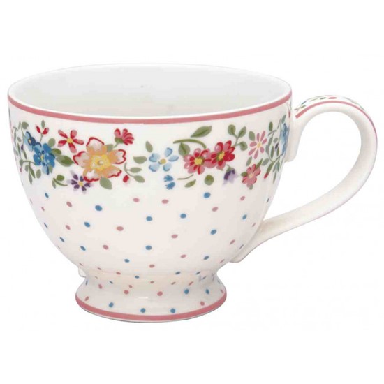 GreenGate Belle White Porcelánový hrnek na nožce 400 ml