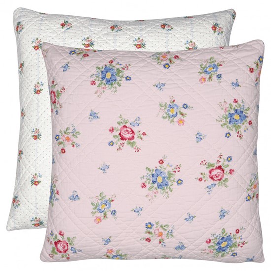 GreenGate Roberta Pale Pink Prošívaný polštář 50 x 50 cm