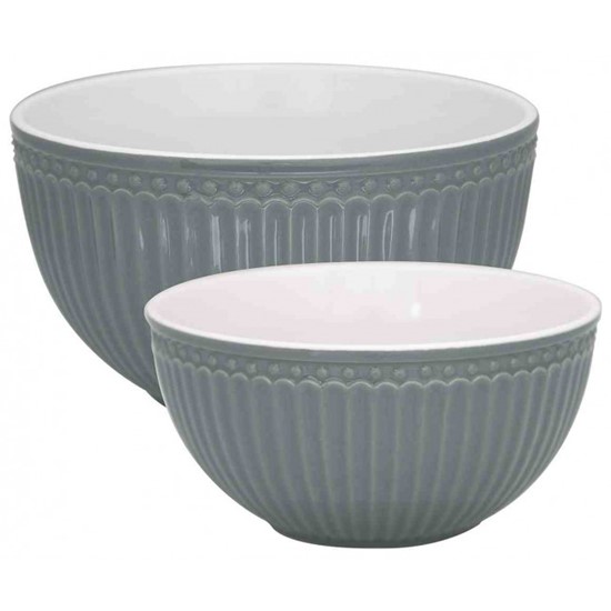 GreenGate Alice Stone Grey Sada dvou porcelánových misek