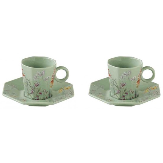 Easy Life Eden Porcelánové šálky s podšálky na kávu 2 x 120 ml