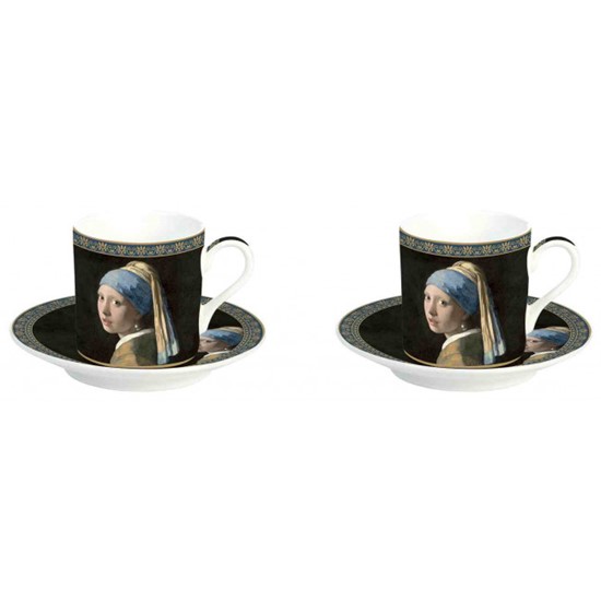 Easy Life Girl With A Pearl Earring Porcelánové šálky s podšálky 2 x 75 ml