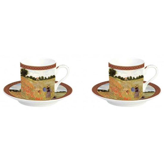 Easy Life Porcelánové šálky s podšálky na espresso Poppies 2 x 75 ml
