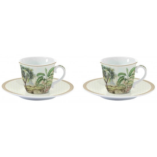 Easy Life Ceylon Porcelánové šálky s podšálky na kávu 2 x 80 ml