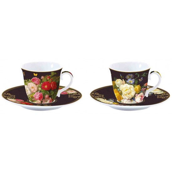 Easy Life Victorian Garden Porcelánové šálky s podšálky 2 x 80 ml