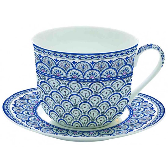 Easy Life Monsoon Blue Porcelánový šálek s podšálkem 400 ml