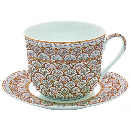 Easy Life Monsoon Orange Porcelánový šálek s podšálkem 400 ml
