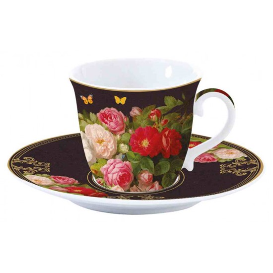 Easy Life Victorian Garden Porcelánový šálek s podšálkem 200 ml