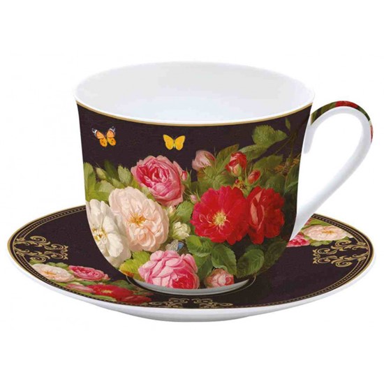 Easy Life Victorian Garden Porcelánový šálek s podšálkem 400 ml