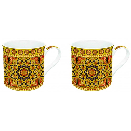 Easy Life Mandala Yellow Porcelánové hrnky 2 x 300 ml