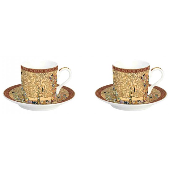 Easy Life Porcelánové šálky s podšálky na espresso The Tree Of Life 2 x 75 ml