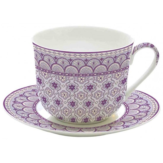 Easy Life Monsoon Lilac Porcelánový šálek s podšálkem 400 ml