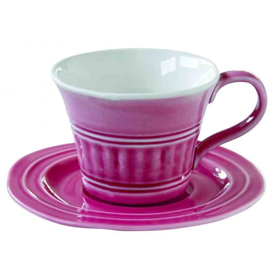 Easy Life Abitare Porcelánový šálek s podšálkem tmavě růžový 250 ml