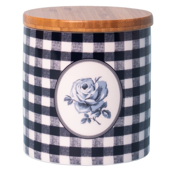 Katie Alice Vintage Indigo Porcelánová kuchyňská dóza Gingham 11 cm