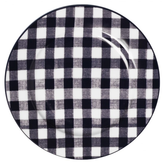 Katie Alice Vintage Indigo Porcelánový dezertní talíř Gingham 19 cm