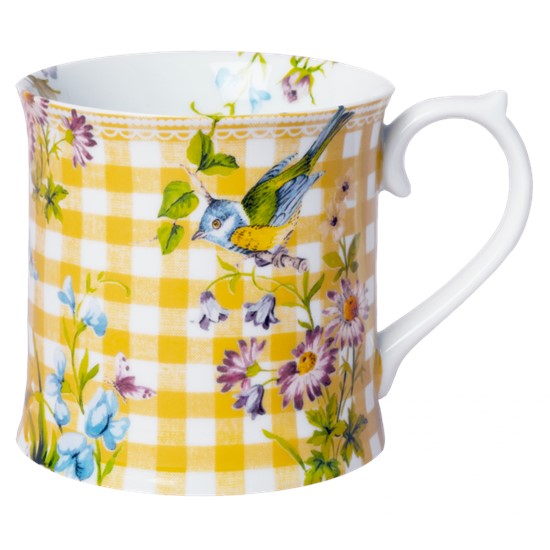 Katie Alice English Garden Porcelánový hrnek Gingham Tankard žlutý 400 ml