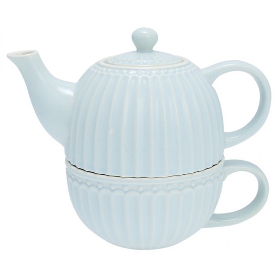 GreenGate Alice Porcelánová konvička s hrnkem Pale Blue