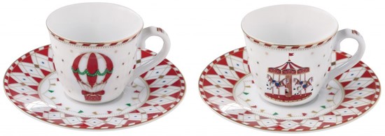 Easy Life Christmas Wonderland Porcelánové šálky s podšálky na kávu 2 x 80 ml
