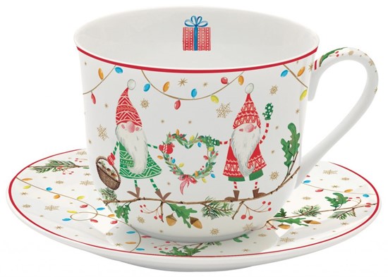 Easy Life Ready For Christmas Porcelánový šálek s podšálkem 400 ml