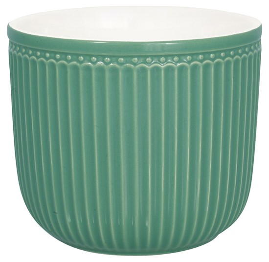 GreenGate Alice Keramický květináč Dusty Green velký 16 x 14 cm