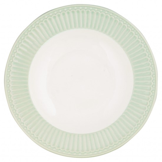 GreenGate Alice Keramický polévkový talíř Pale Green 21,5 cm