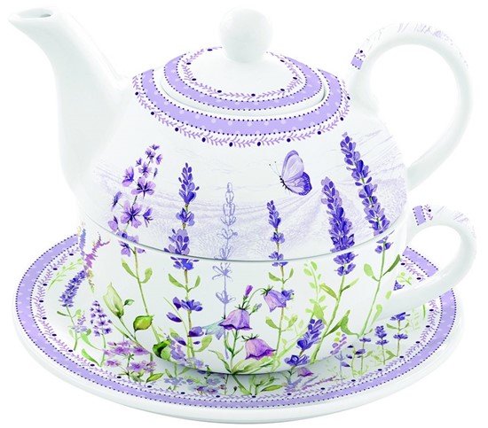 Easy Life Lavender Field Porcelánová konvička s hrnkem 350 ml