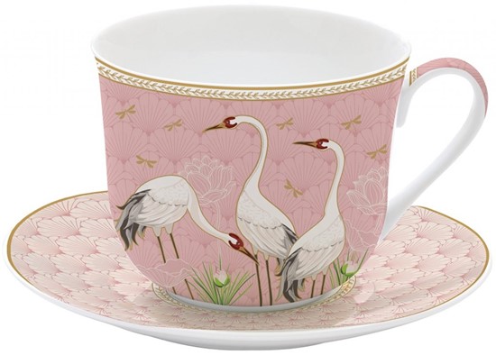 Easy Life Dancing Herons Porcelánový šálek s podšálkem 400 ml