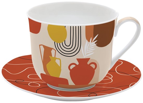 Easy Life Terracotta Porcelánový šálek s podšálkem 400 ml
