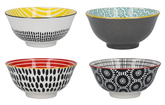 Kitchen Craft Sada keramických misek Monochrome 4 ks