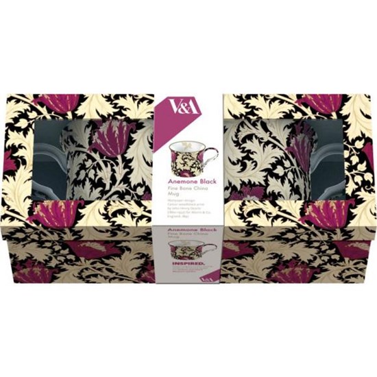 Creative Tops V&A William Morris Porcelánové hrnky Anemone Black 2 x 230 ml