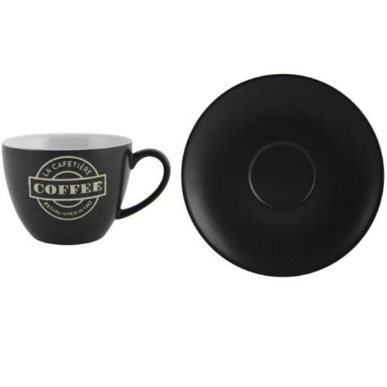 Creative Tops La Cafetiere Keramický šálek s podšálkem s nápisem černý 280 ml
