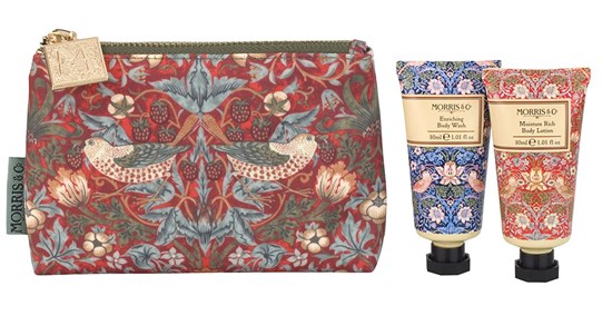 Heathcote & Ivory Morris & Co. Strawberry Thief Kosmetická taštička s koupelovou péčí 2 x 30 ml