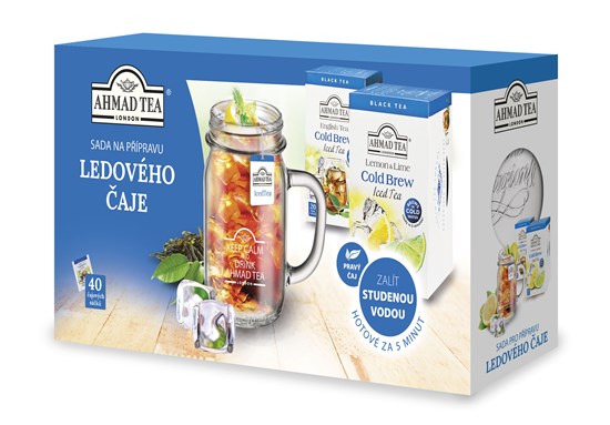 Ahmad Tea Cold Brew Iced Tea Sada na přípravu ledového čaje 2 x 20 ks + sklenice  420 ml expirace 1/20