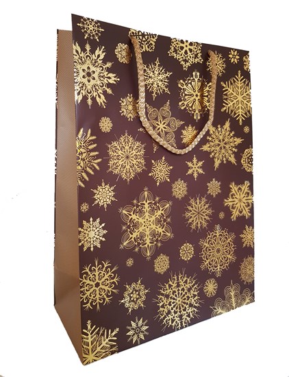 Luxusní dárková taška bordó vločky 32 x 23 x 11 cm