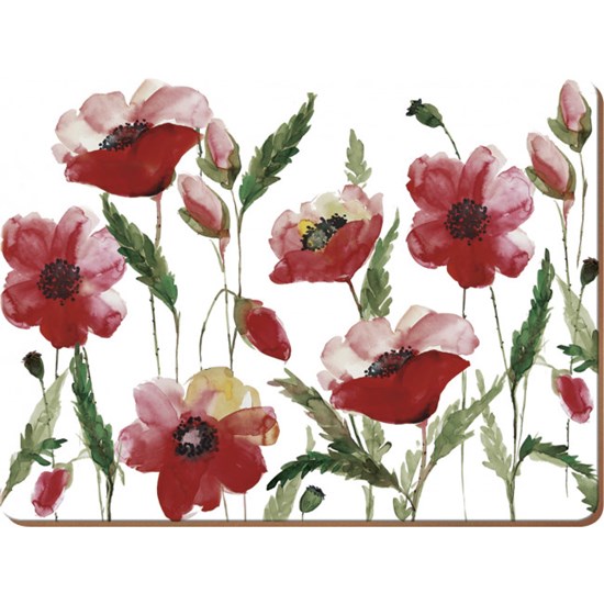 Creative Tops Watercolour Poppy Premium Korkové prostírání 30 x 23 cm