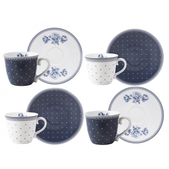 Creative Tops Katie Alice Vintage Indigo Porcelánové hrnky na espresso 4 x 80 ml