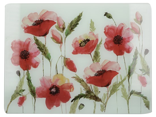 Creative Tops Watercolour Poppy Skleněné krájecí prkénko 40 x 30 cm
